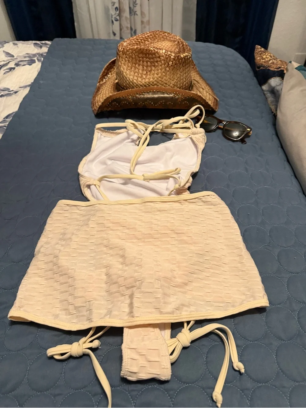 Women’s sexy beige thong one piece with skirt